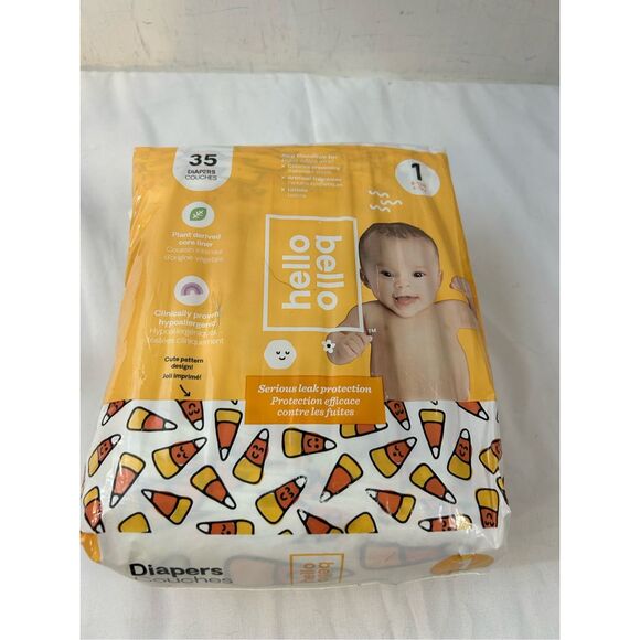 Hello Bello candy corn print  diapers size 1 new - Picture 2 of 3